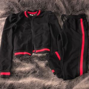 Forever 21 Stripe Bomber Jacket jogging Set
